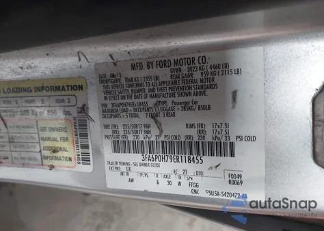 2014 Ford Fusion Se from USA, damaged, VIN 3FA6P0H79ER118455